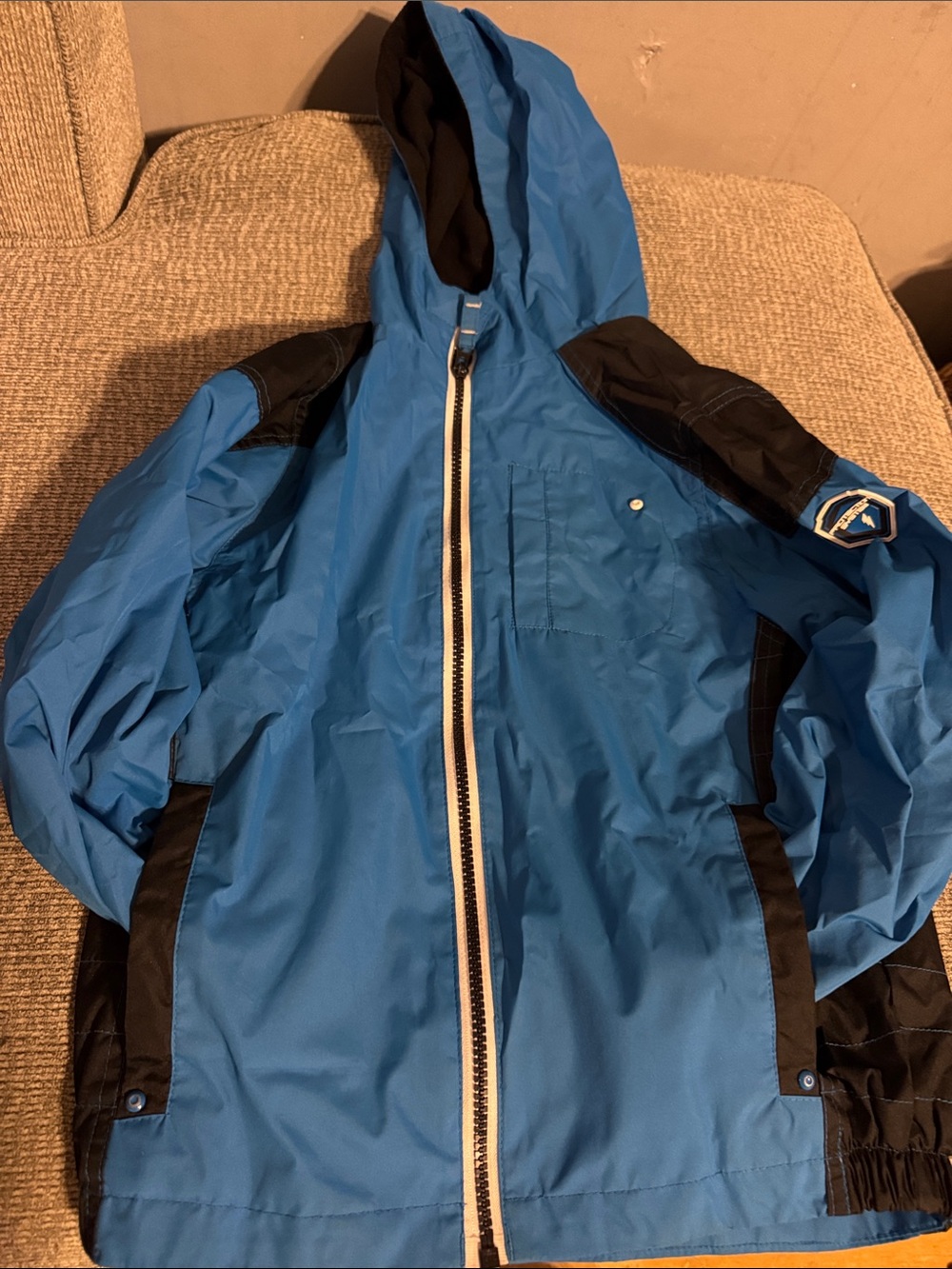 Kids Blue Hooded Weather-Resistant Jacket